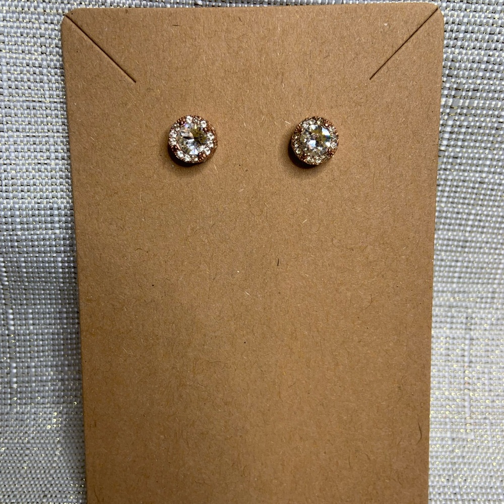 Rose Gold cz Stud Earrings